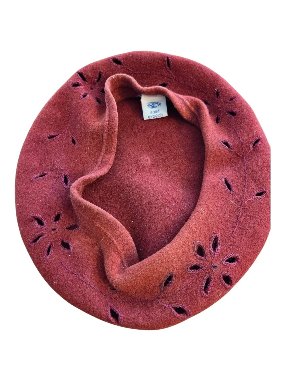 Vintage Saint Expedit Women's Wool Raspberry Beret from France